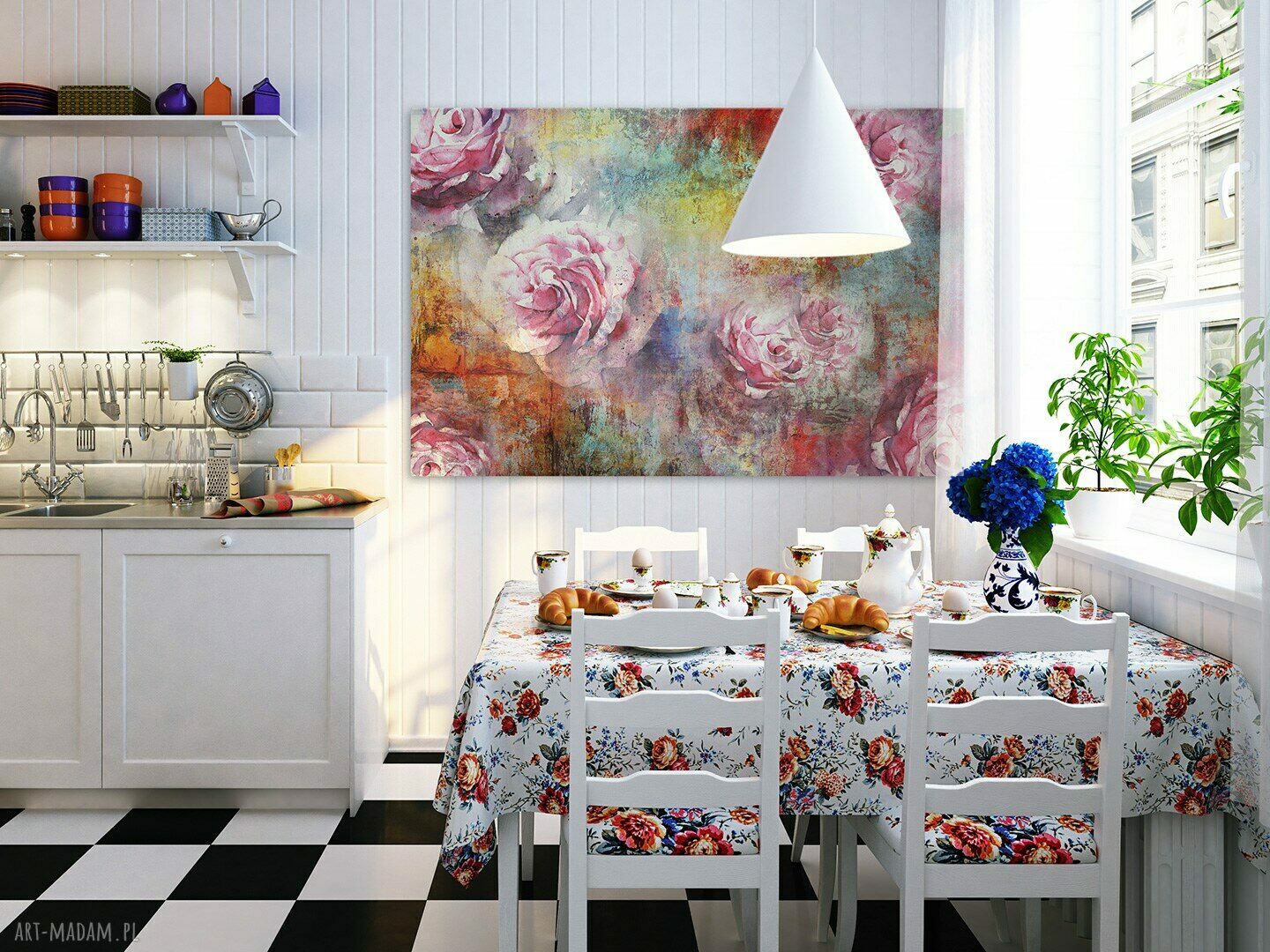 Obraz na płótnie - róże kolorowy - 120x80 cm (65601)