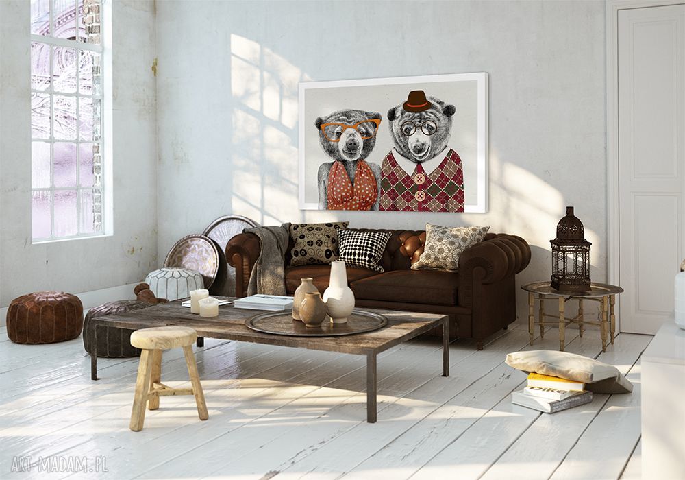 Obraz na płótnie 100x70 cm Miśki LOVE - gotowy do zawieszenia