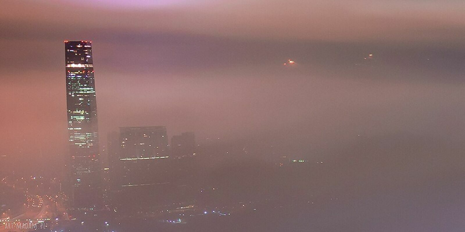 Obraz na płótnie Hongkong nocą - panorama wieżowców