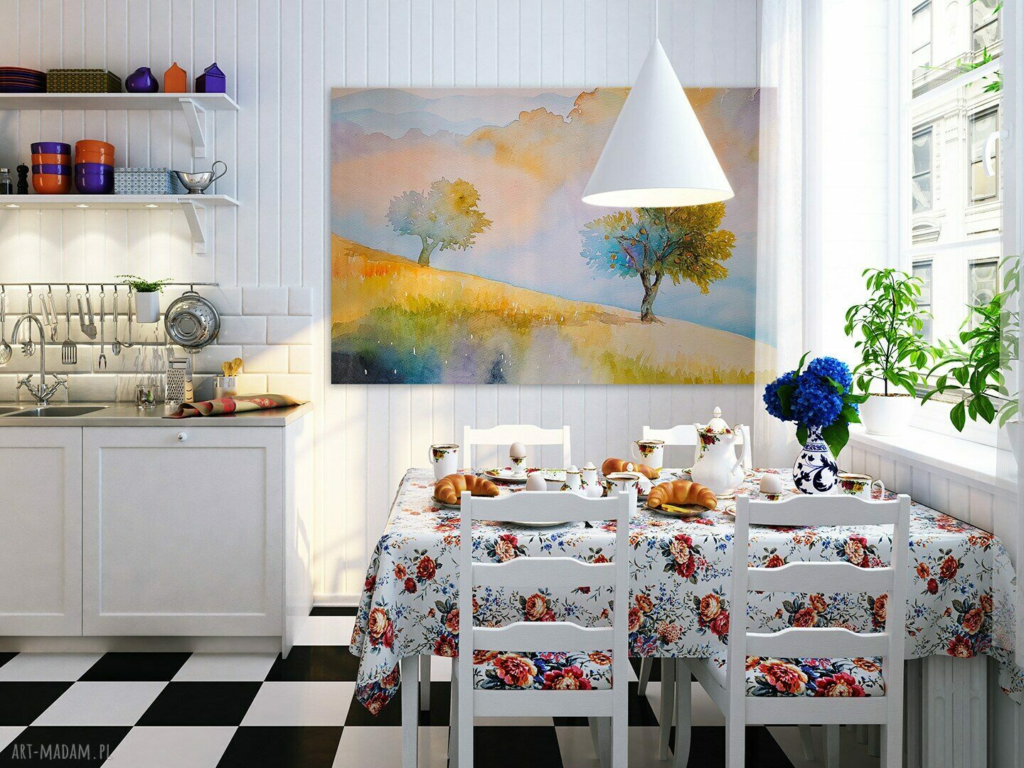 Obraz na płótnie - JESIEŃ SAD DRZEWA PEJZAŻ - 120x80 cm (87901)