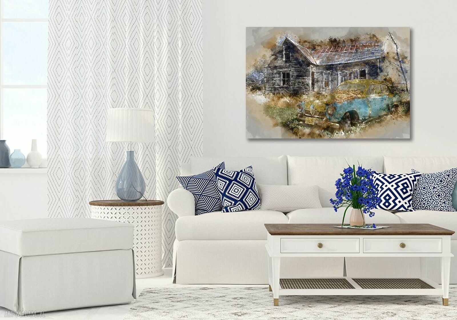 Obraz na płótnie 120x80 cm ze starym samochodem w stylu vintage