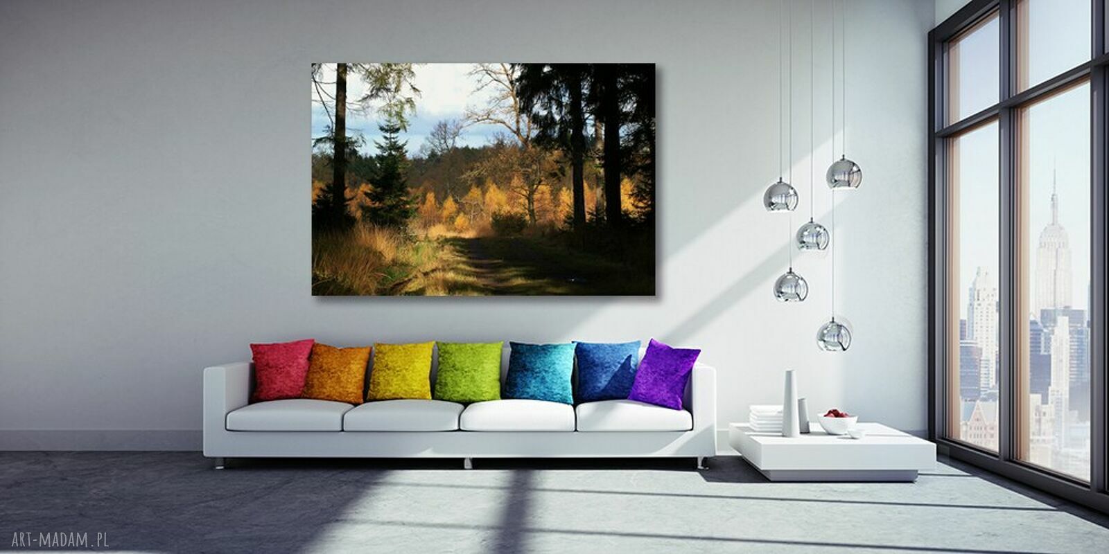 Obraz na płótnie Jesienny las ze ścieżką 120x80 cm