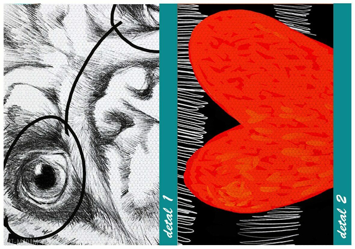 Obraz na płótnie 120x80cm Mopsy Love - serca