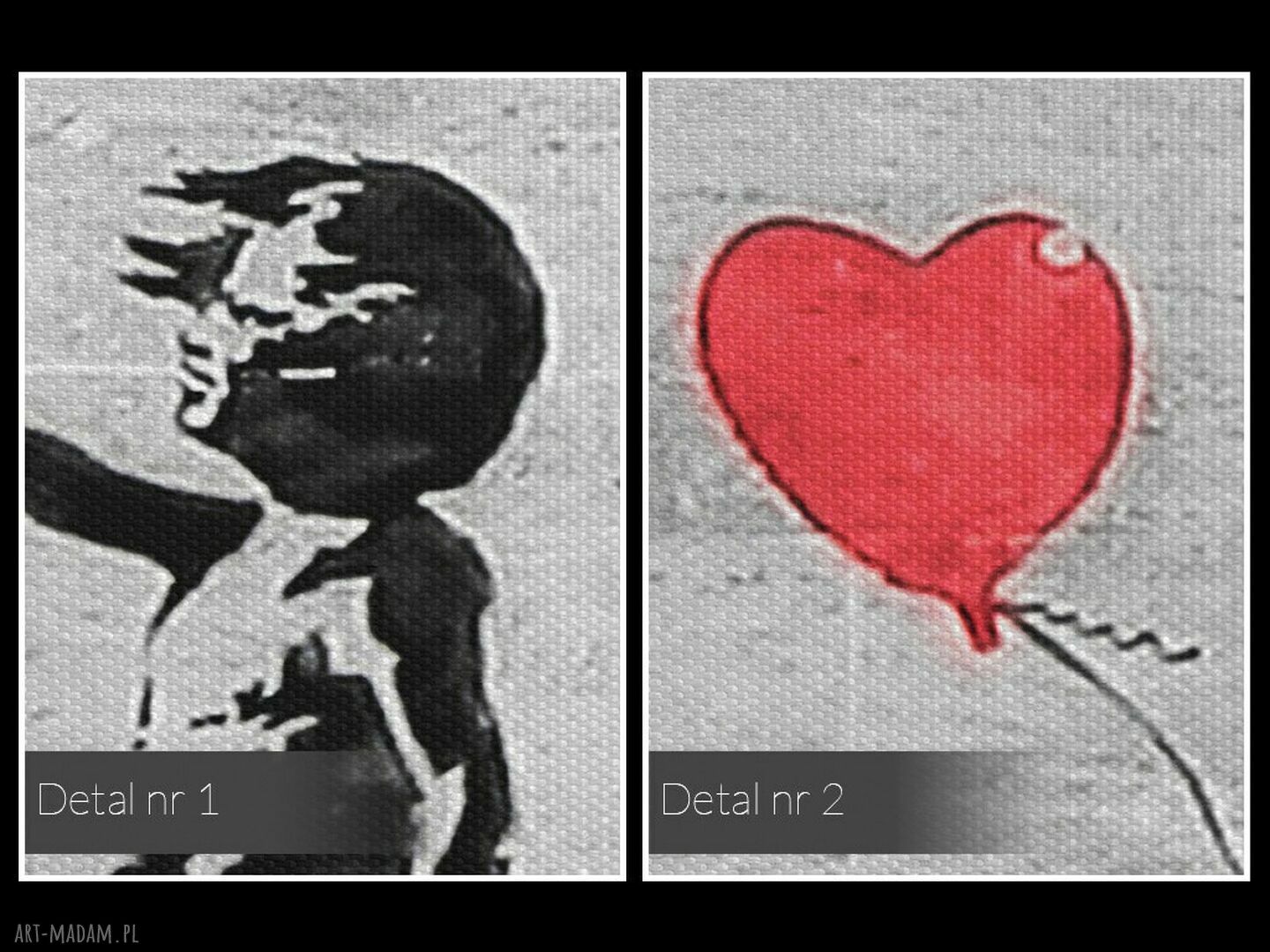 Obraz na płótnie w klimacie Banksy - Dziewczynka z balonem sercem 120x80 cm
