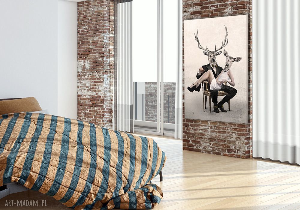 Deer Love - obraz na płótnie 80x120 cm z zawieszką