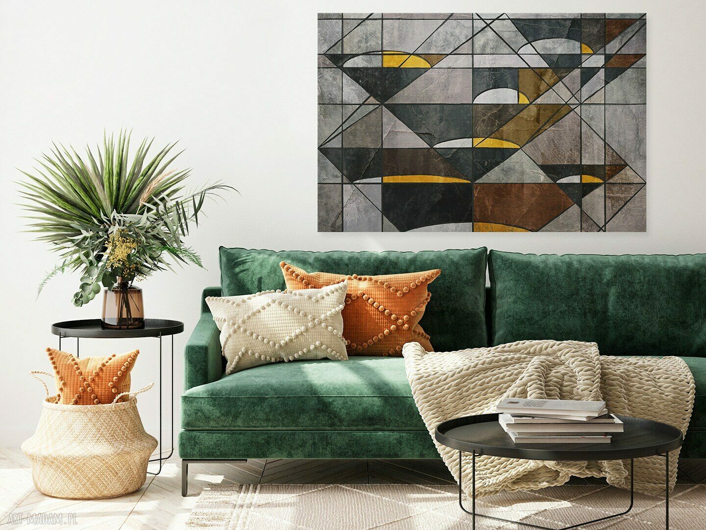 Abstrakcja Geometria - obraz na płótnie 120x80 cm z trójkątami