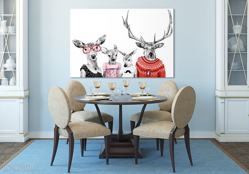 Obraz na płótnie 120x80 cm Rodzina Jeleni 2 - nowoczesna dekoracja do domu