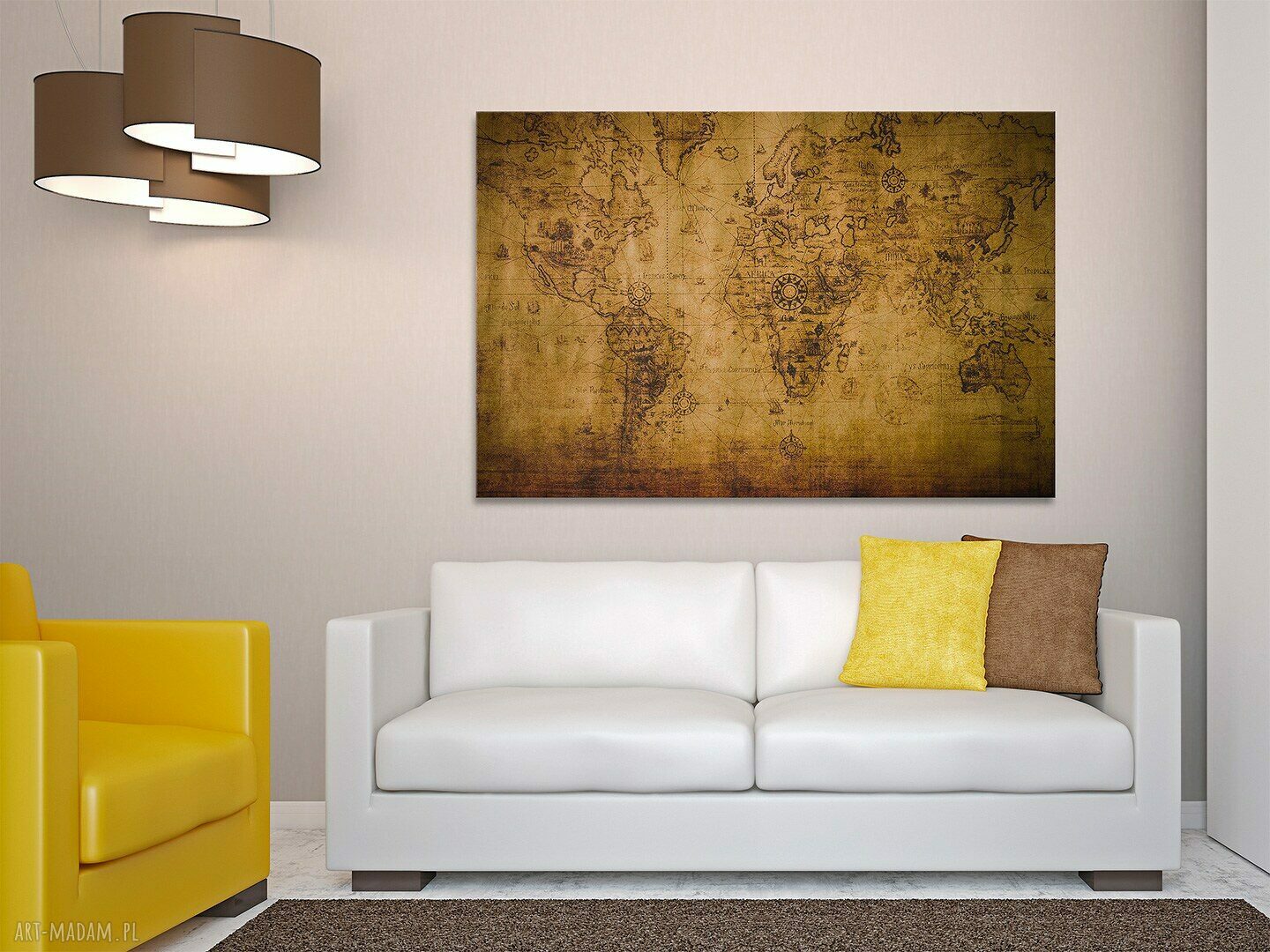 Obraz na płótnie - MAPA STARA - 120x80 cm (13701)