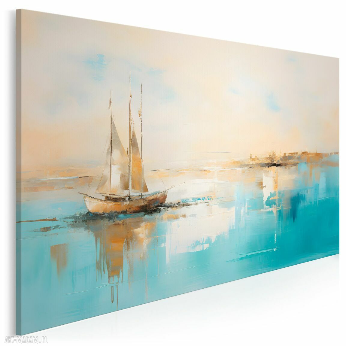 Elegancki obraz na płótnie - marynistyczny statek i spokojne morze 120x80 cm