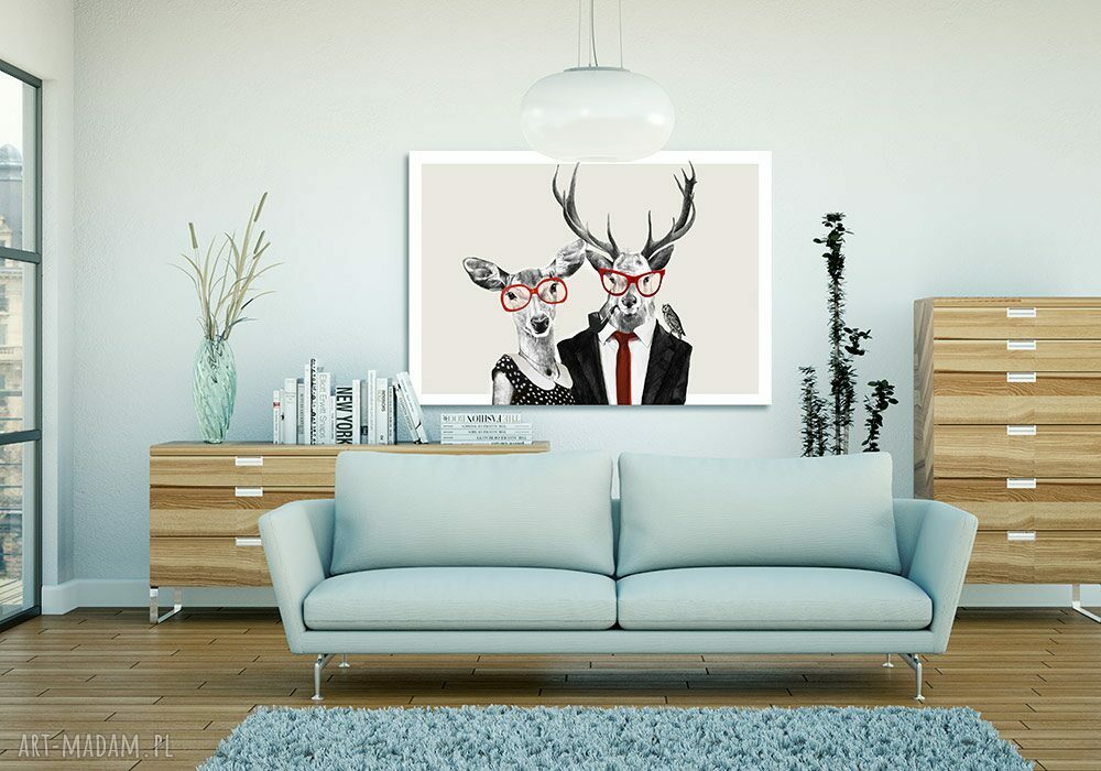 Obraz na płótnie 100x70 cm JELNIE LOVE - nowoczesna dekoracja