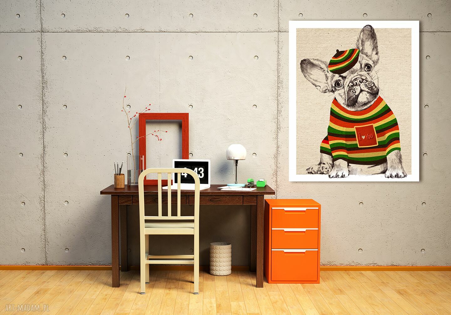 Obraz na płótnie Mały Buldożek Reggae 80x100