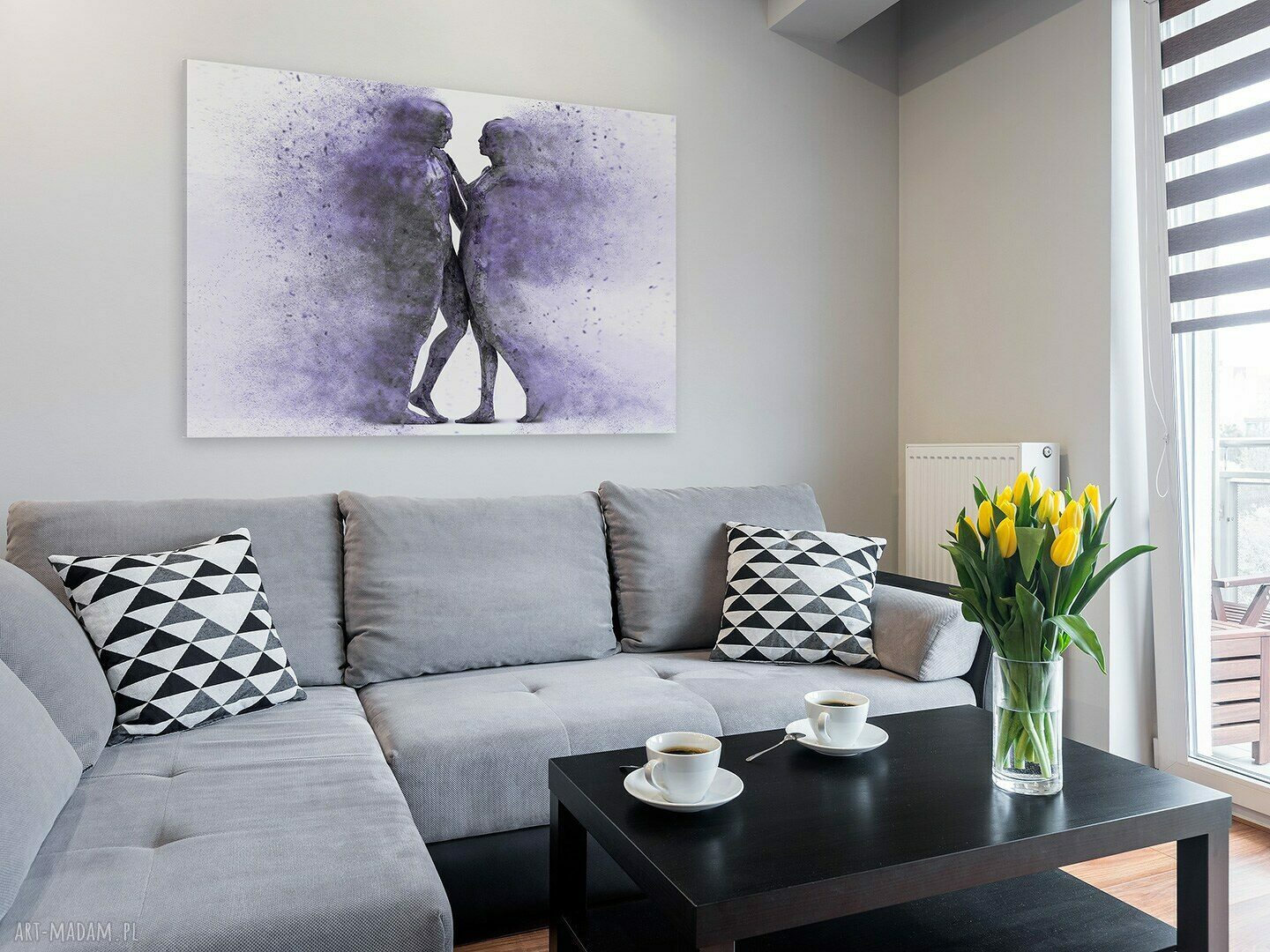 Nowoczesny obraz na płótnie Para sylwetek w fioletach 120x80 cm (Vaku dsgn)