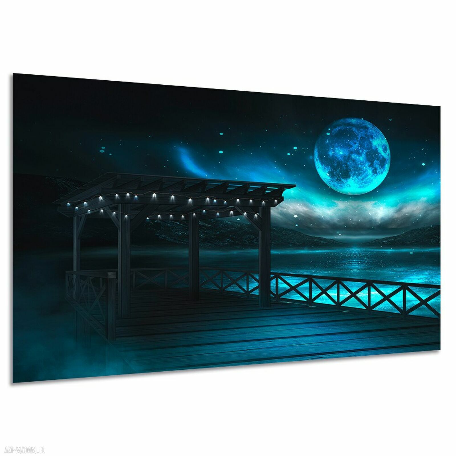 Obraz na płótnie do sypialni - magiczna noc w turkusie 120x80 cm