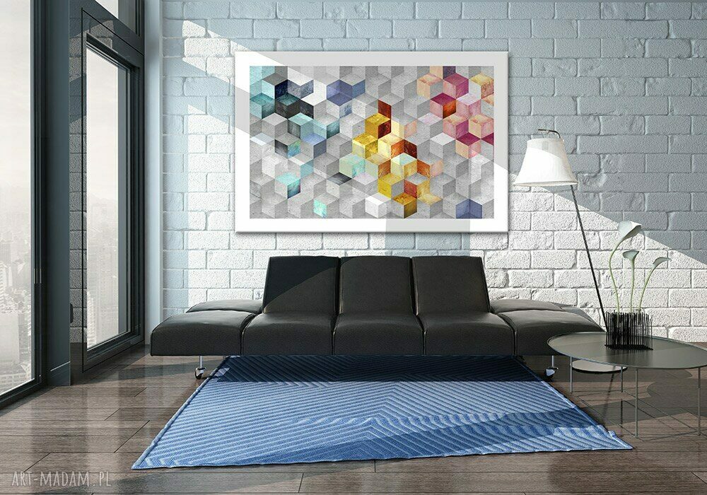 Obraz na płótnie 120x80cm - Abstrakcja sześciany 02120 (gotowy do zawieszenia)