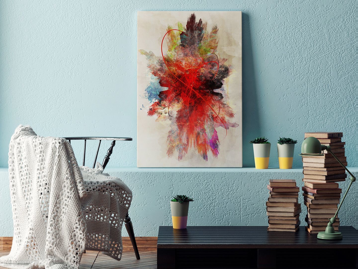 Obraz na płótnie - ABSTRAKCJA CZERWONY - 120x80 cm (74801)