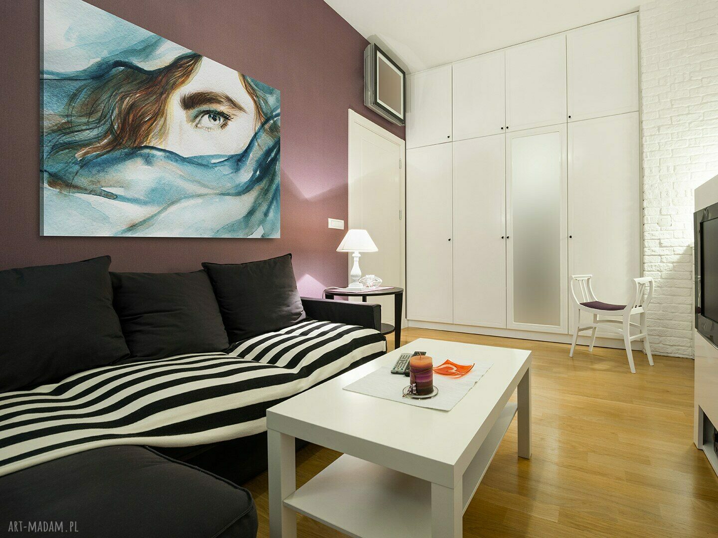Obraz na płótnie KOBIETA CHUSTA TURKUS 120x80 cm - autorski projekt Vaku dsgn
