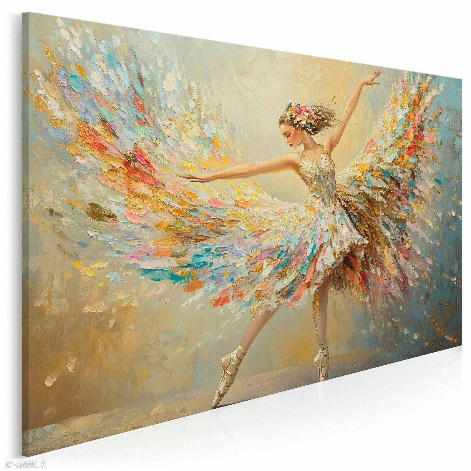 Tancerka baletnica - kolorowy obraz na płótnie 120x80 cm