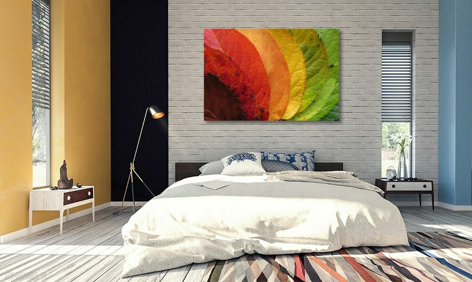 Obraz na płótnie Tęcza - kolorowe liście 120x80 cm