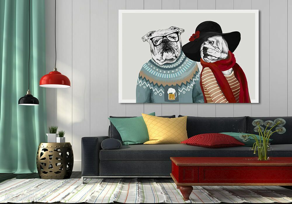 Obraz na płótnie 120x80 cm Buldogi Love 0275 - gotowy do powieszenia