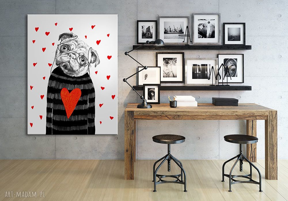 Obraz na płótnie 60x80 cm - pies mops, wysyłka w 24h