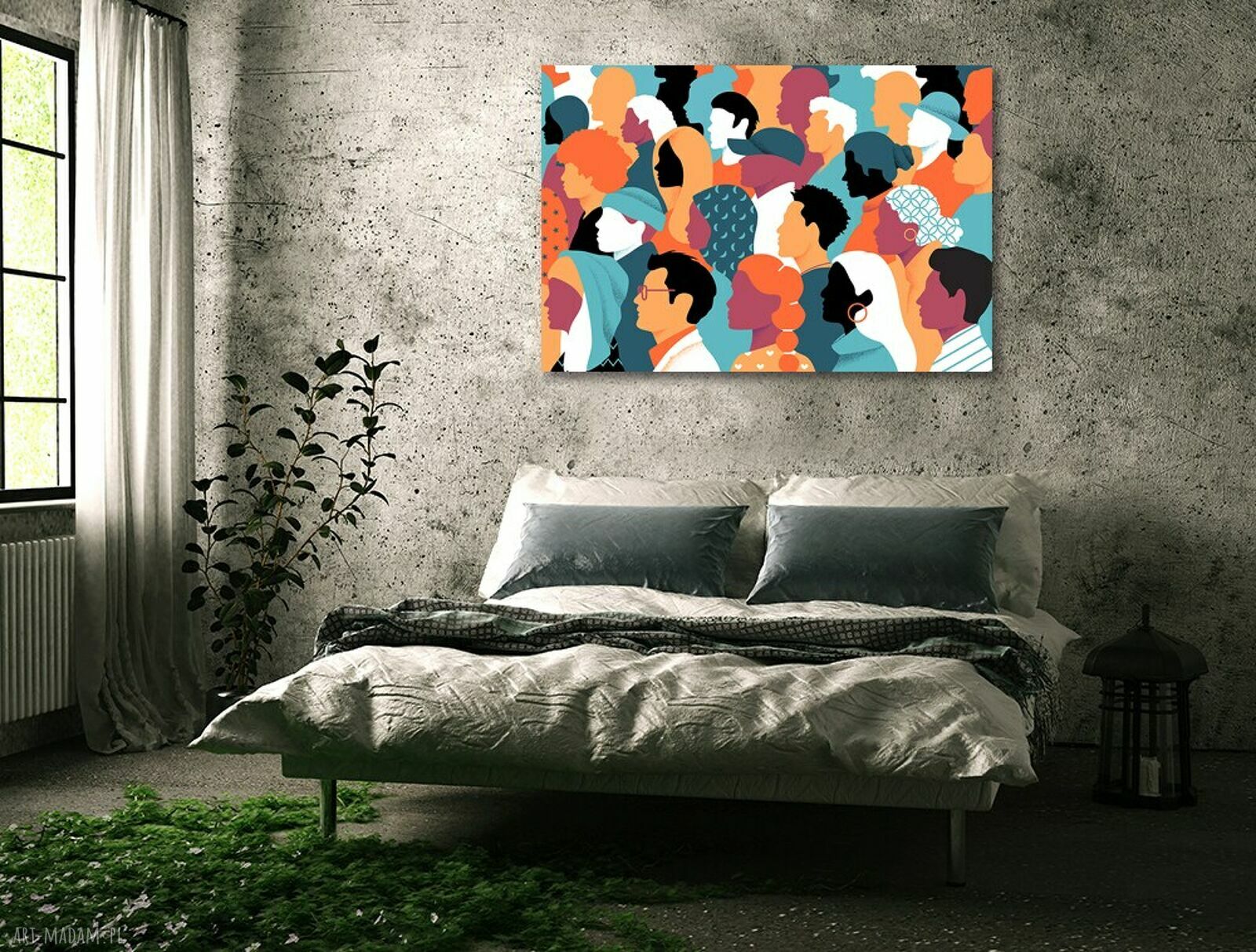 Obraz na płótnie Ludzie 2 - wielokulturowy tłum profili 120x80 cm