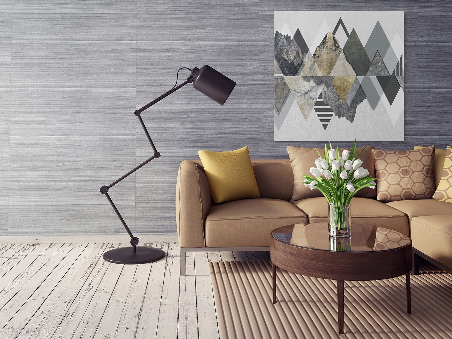 Góry z trójkątów - obraz na płótnie 80x80 cm