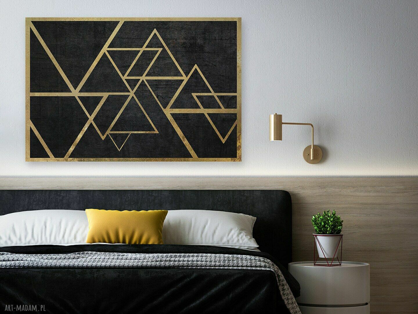 Obraz na płótnie Trójkąty Złoto Art-Deco 120x80 cm