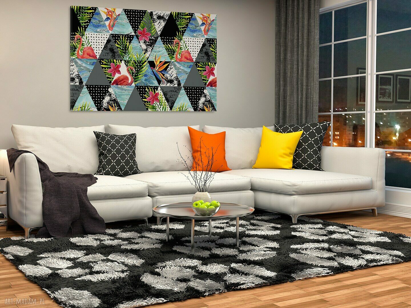 Obraz na płótnie - TRÓJKĄTY TROPIKALNY - 120x80 cm (39001)