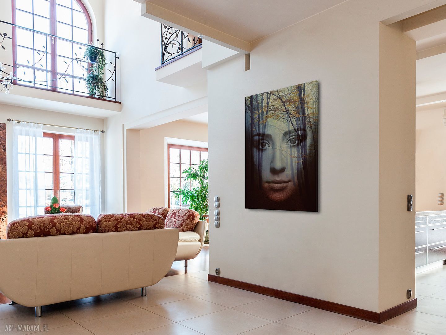 Kobieta Twarz Las - obraz na płótnie 50x70 cm