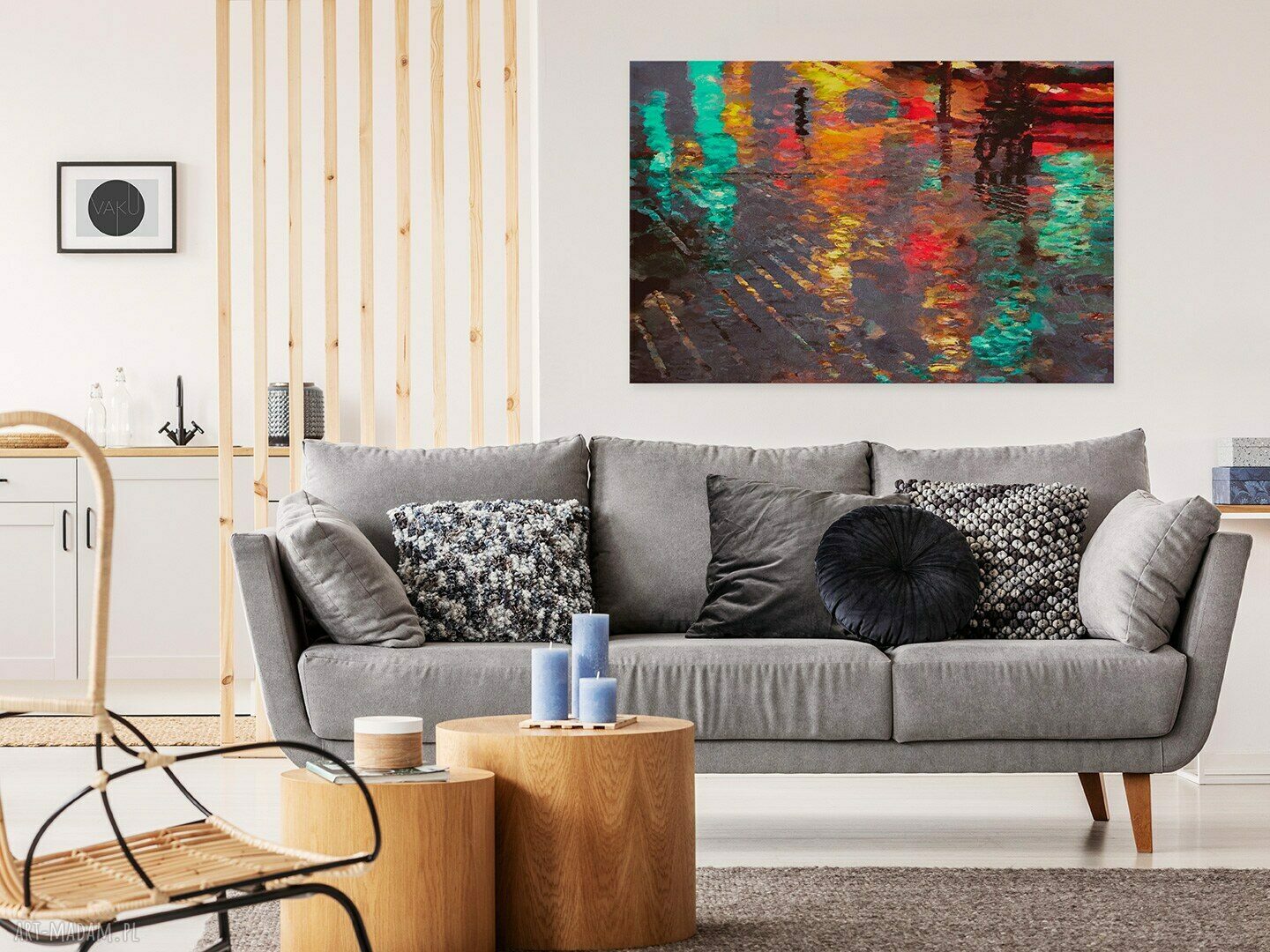 Obraz na płótnie Abstrakcja „Odbicie Ulicy - Światła” 120x80 cm (06002)