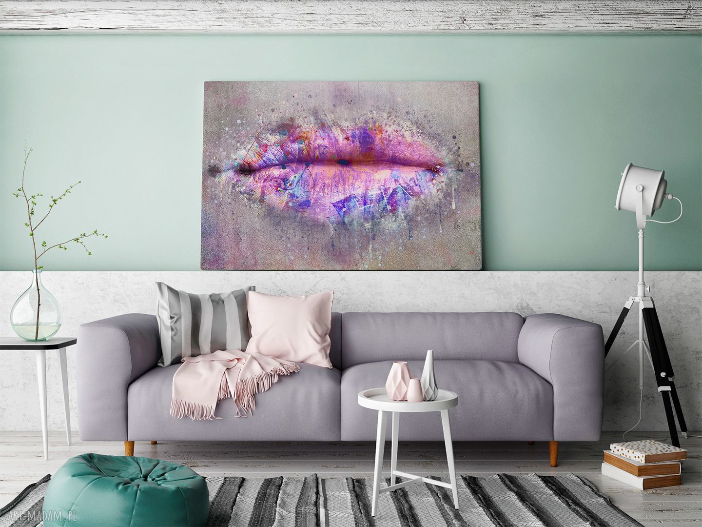 Obraz na płótnie Usta w różu i fiolecie 120x80 cm (71201) - autorski projekt Vaku dsgn