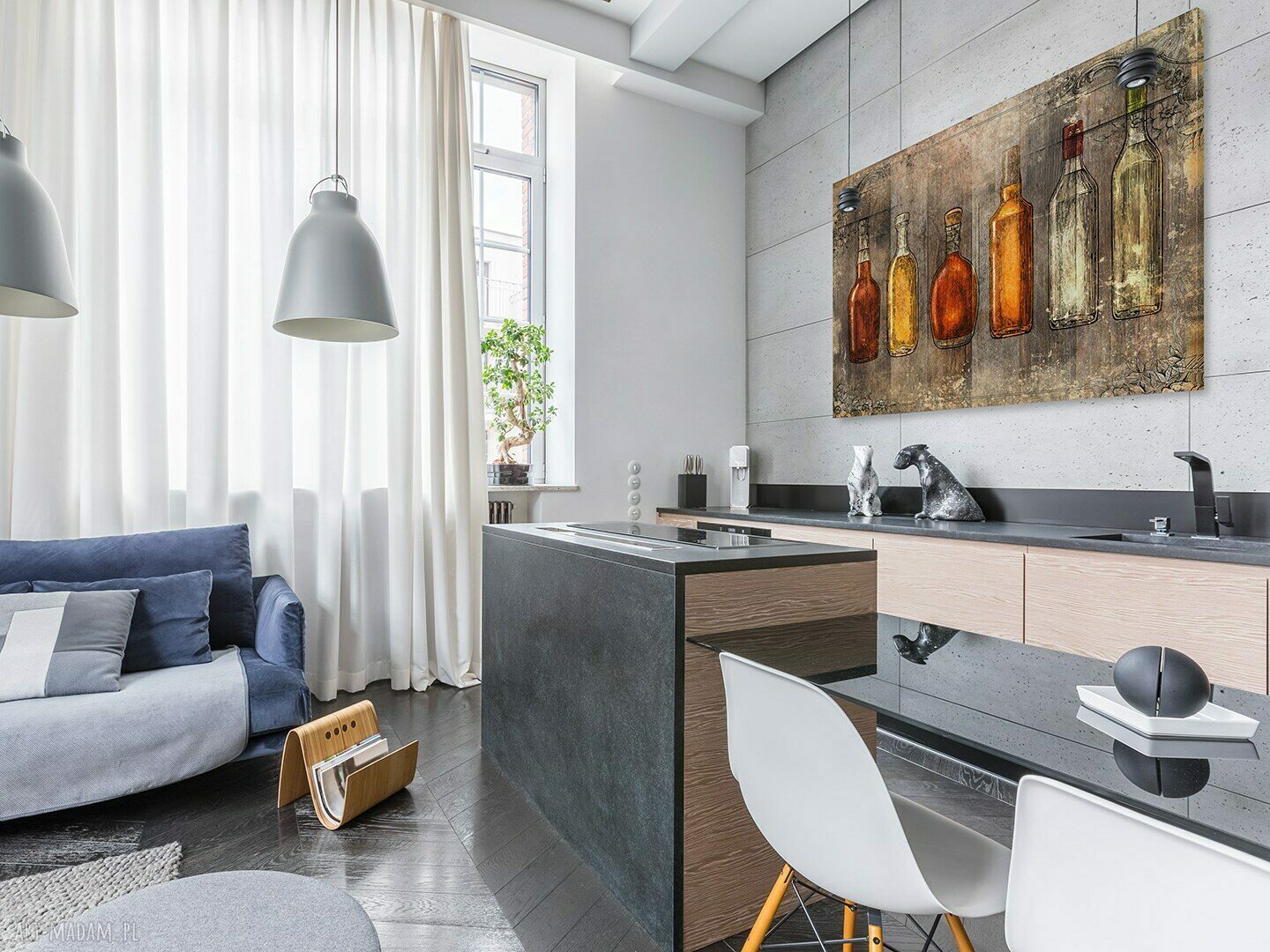 Butelki Vintage - obraz na płótnie 120x80 cm do kuchni i jadalni