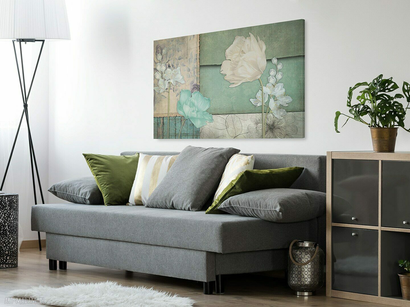 Obraz na płótnie Kwiaty zielone vintage retro 120x80 cm