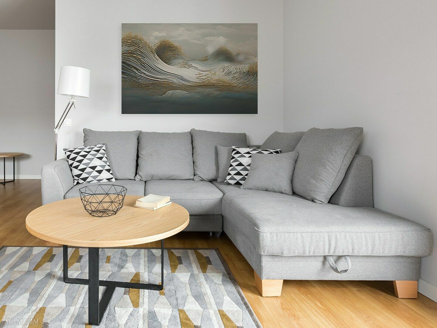 Obraz loftowy: abstrakcja fale i linie 120x80 cm na płótnie