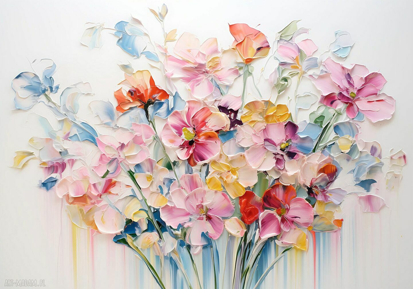 Kolorowe kwiaty na płótnie 100x70 cm - gotowy do powieszenia