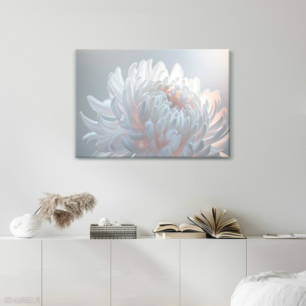 Obraz na płótnie 100x70 cm biało-różowy kwiat (1-0633)