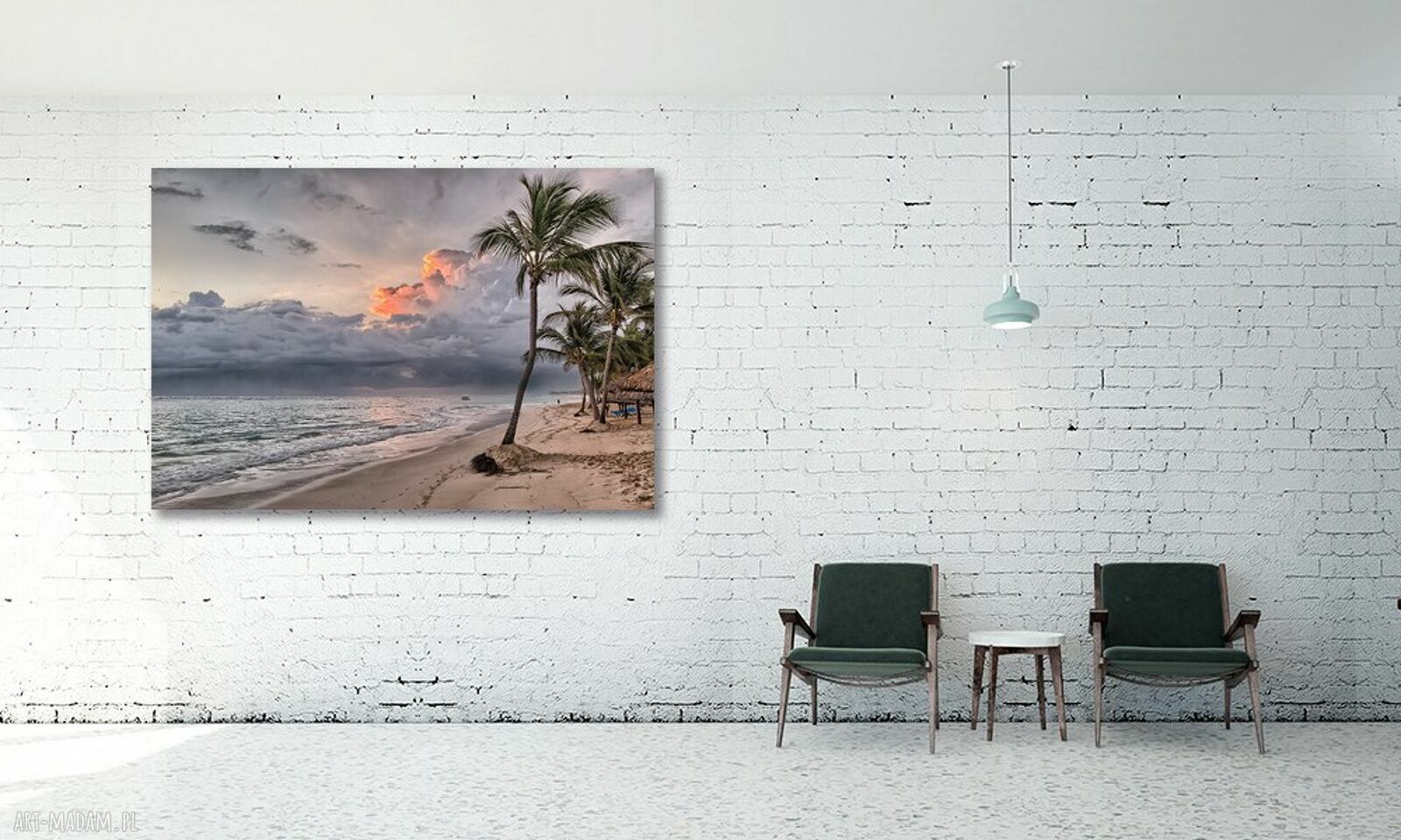 Obraz na płótnie 120x80 cm - plaża, palmy i zachód słońca