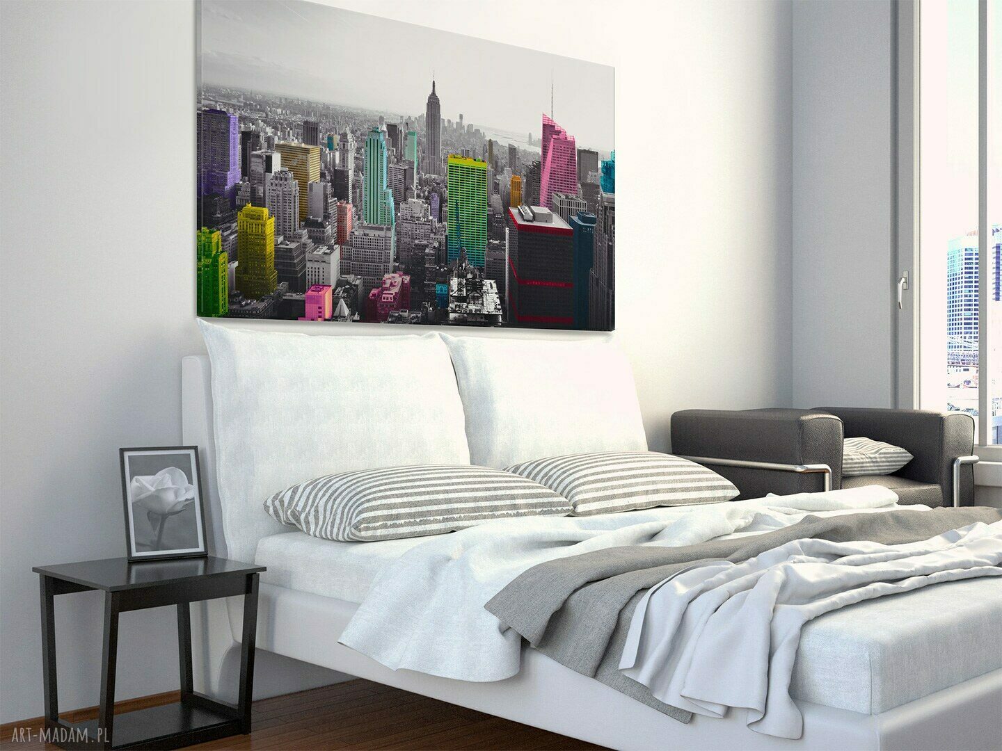 Obraz na płótnie - NOWY JORK WIEŻOWCE KOLORY - 120x80 cm (10901)