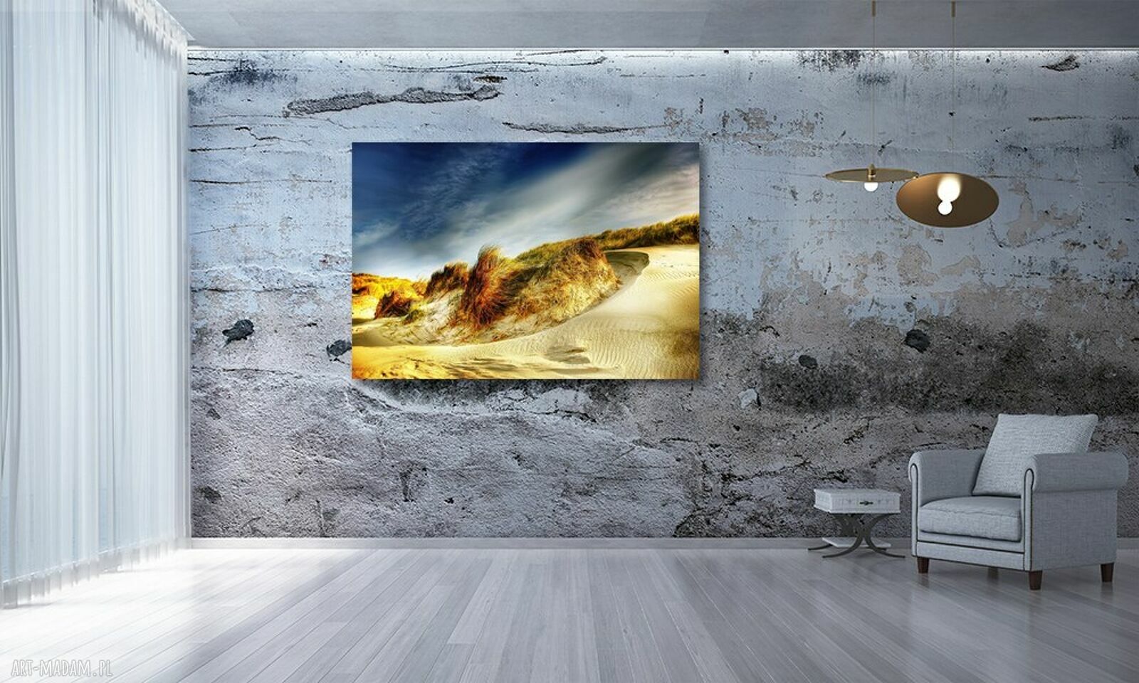 Obraz na płótnie Wydmy, morze i trawy 120x80 cm