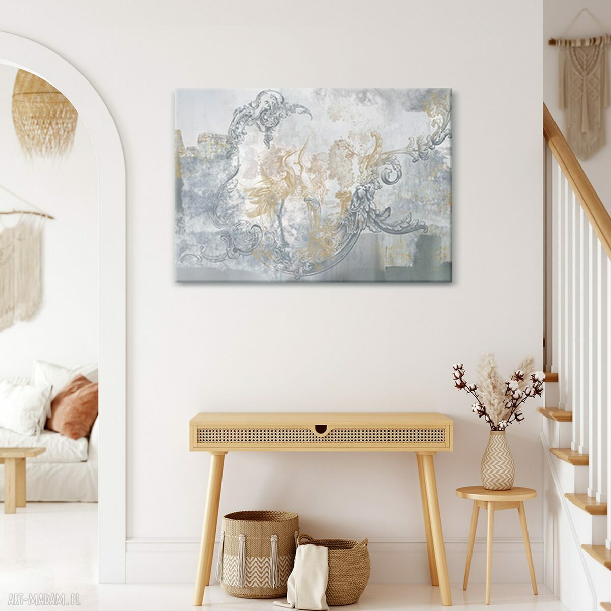 Obraz na płótnie 100x70 cm Czaple i ornamenty - gotowy do zawieszenia
