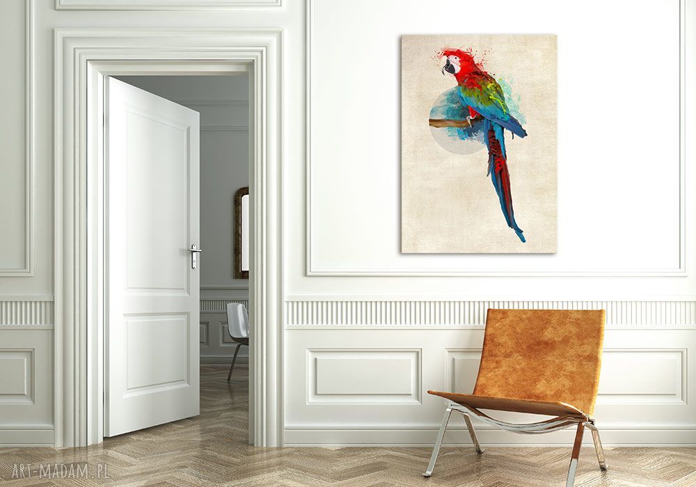 Kolorowa papuga - obraz na płótnie 70x100 cm, gotowy do zawieszenia