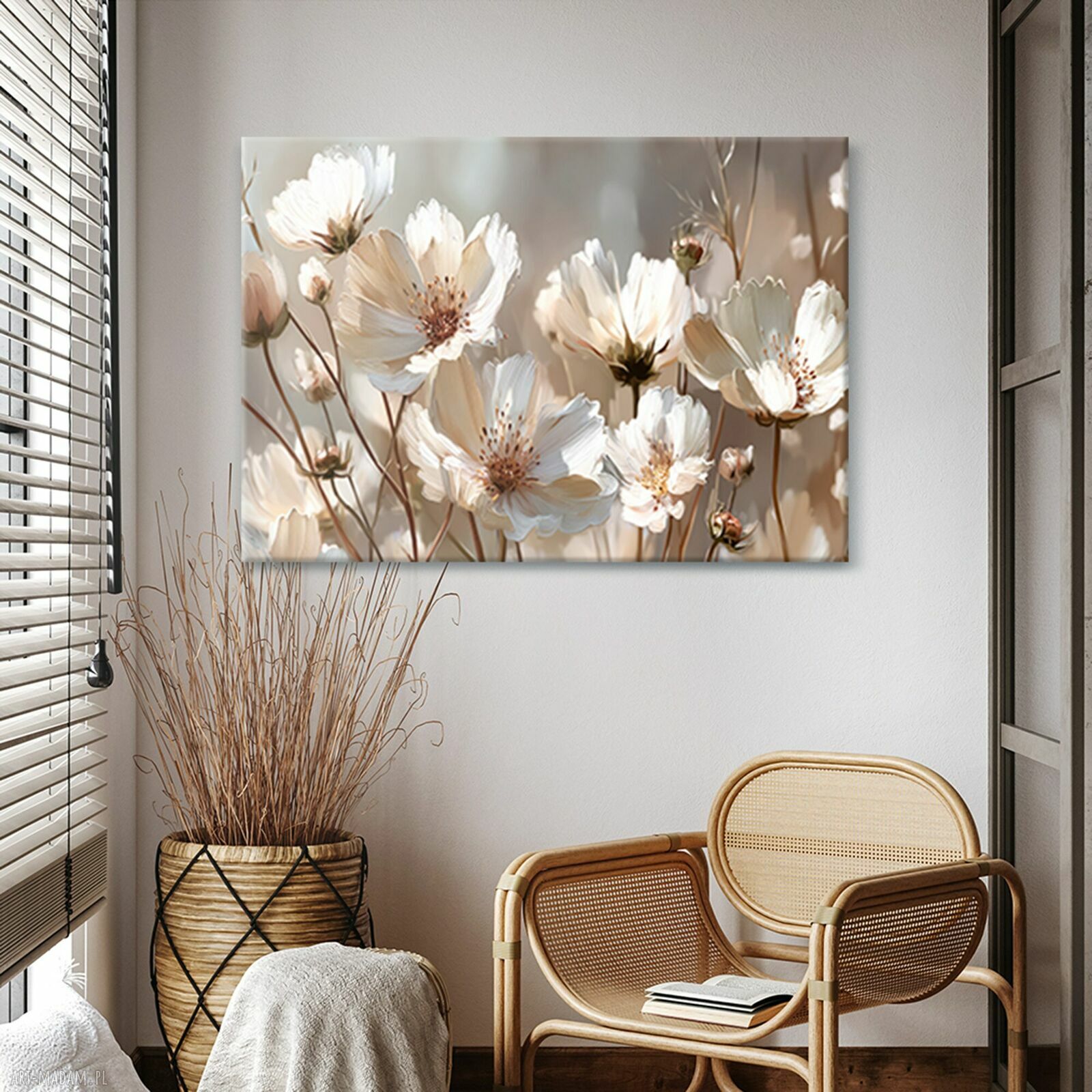 Obraz na płótnie z kwiatami kosmosów 100x70 cm