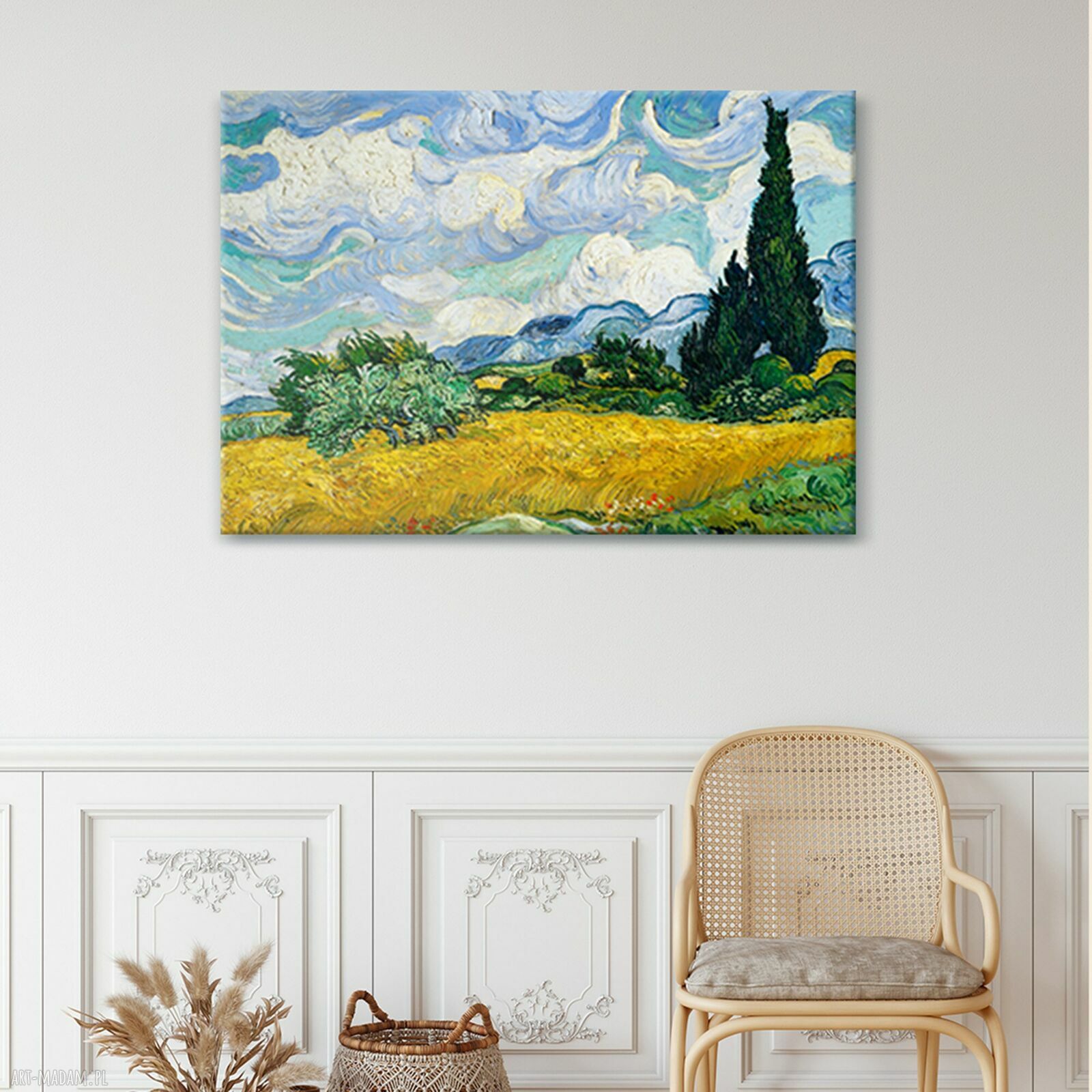 Pejzaż na płótnie 100x70 cm w stylu Van Gogha - gotowy do zawieszenia