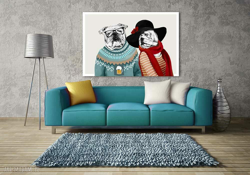 Obraz na płótnie 120x80 cm Buldogi Love 0275 - gotowy do powieszenia