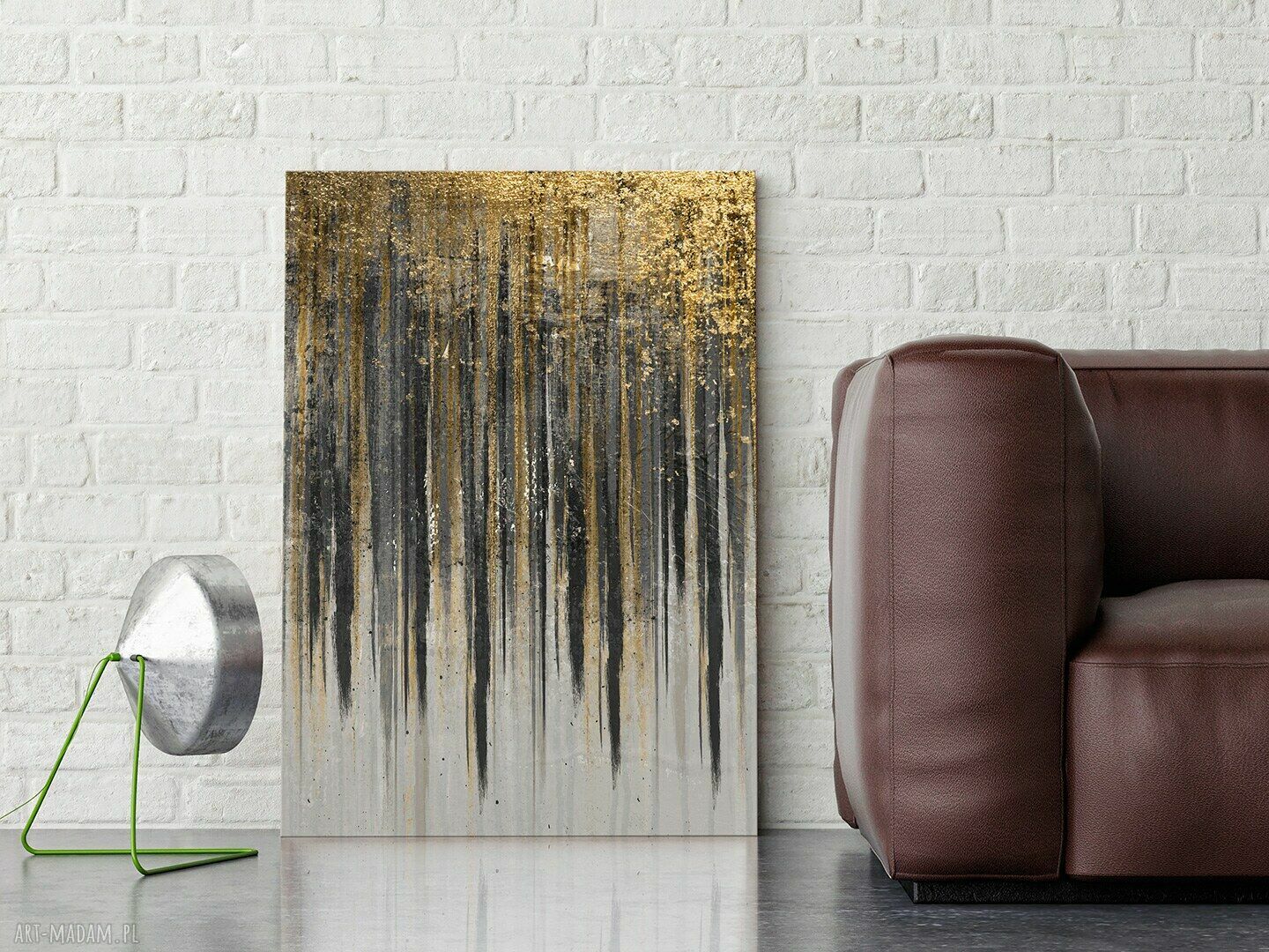 Obraz na płótnie czarny-złoty w pionie 50x70 cm autorski wzór art deco