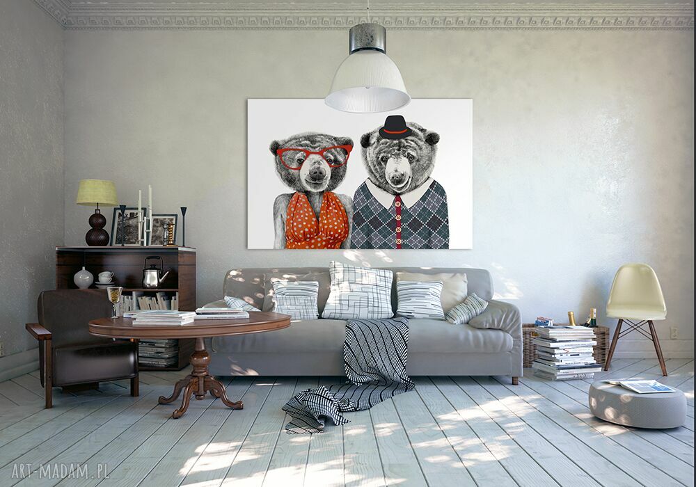 Obraz na płótnie 120x80 cm MIŚKI LOVE - wysyłka w 24h