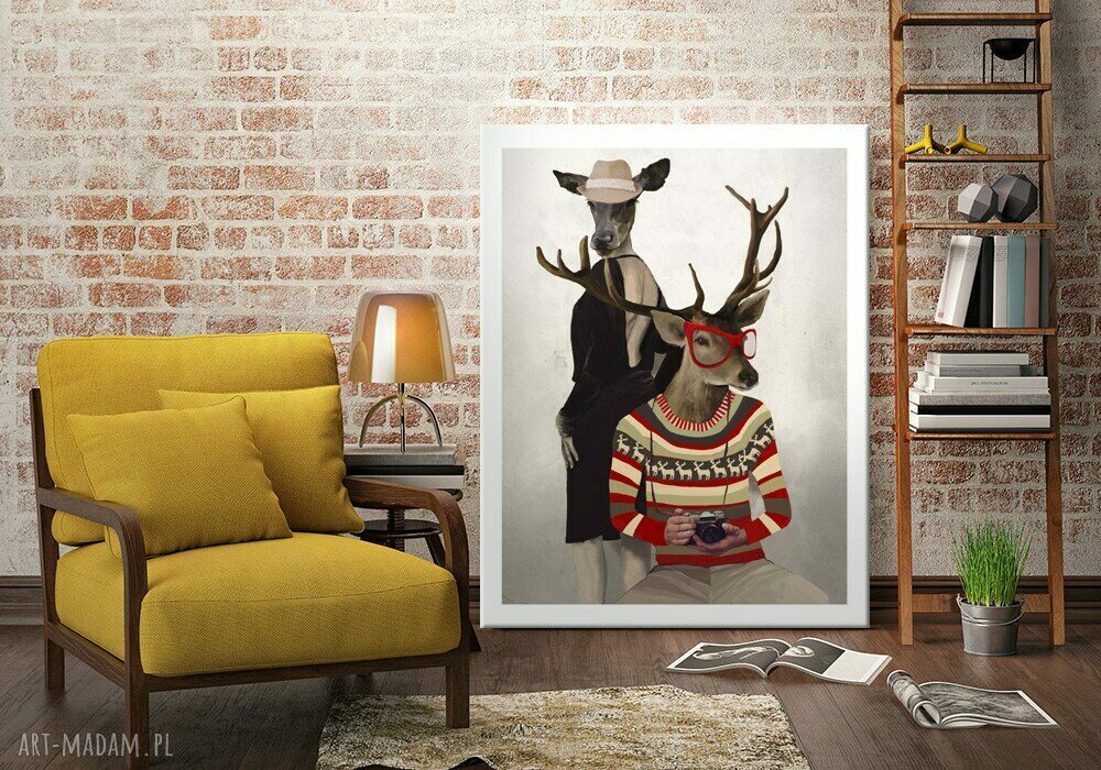 Obraz DEER LOVE 80x100 cm - jelenie, które ocieplą Twoje wnętrze