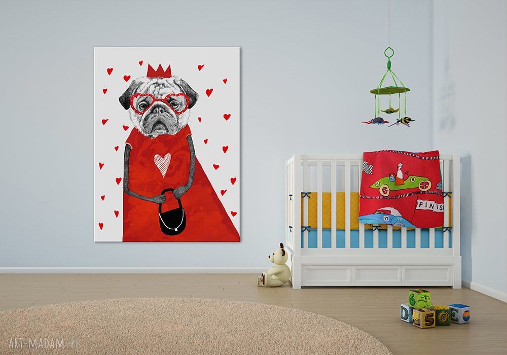 Obraz na płótnie 60x80 Pies Mops - nowoczesna dekoracja do domu