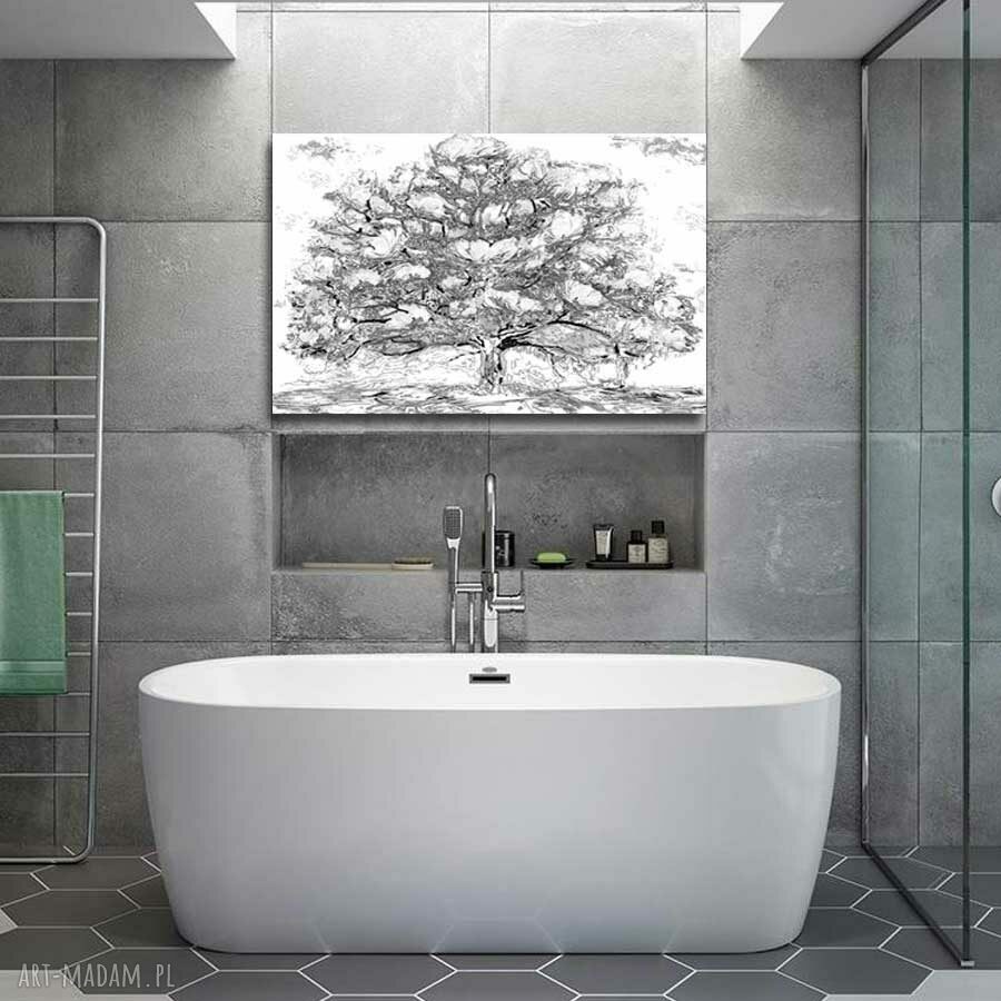 Czarno-biały obraz drzewo magnolii 120x80 cm - minimalistyczny na płótnie