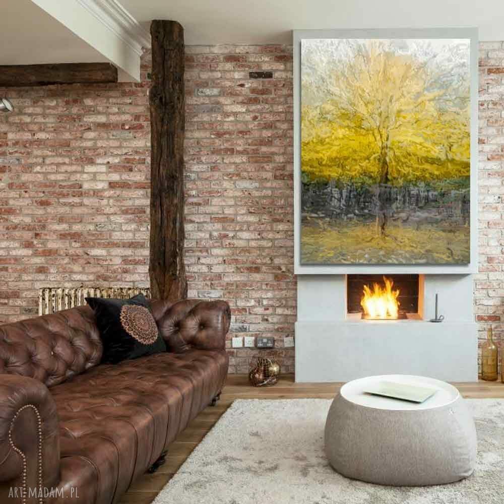 Obraz na płótnie Drzewo Pełni 60x80 - złote drzewo glamour